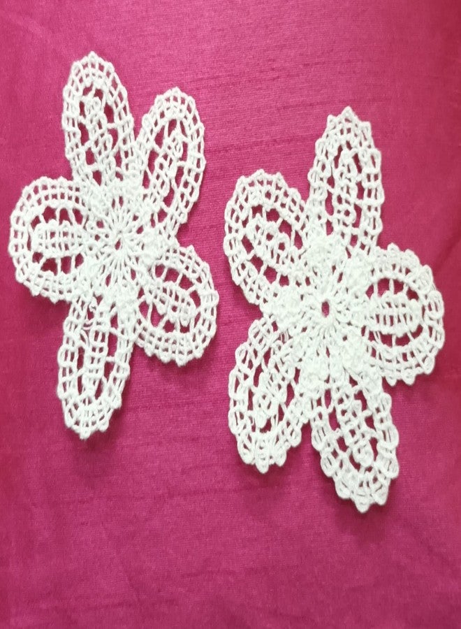 DaSync SYNC Crochet Patch Patches for Blouse 8 CM lace and Patches White Colour Floral Clothes 5 Pieces Dress Gowns Jackets Badges Kids Bags Dress Decoration Craft sew - Image 2